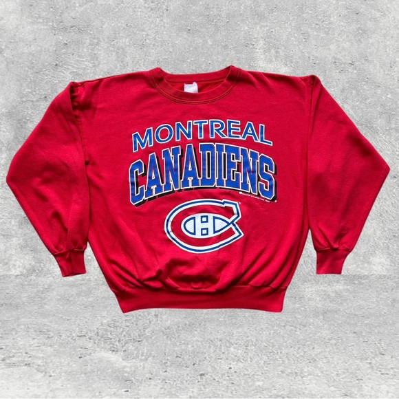 Bulletin Other - Vintage Montreal Canadiens 1993 Bulletin Athletic Red Spellout Sweatshirt Habs
